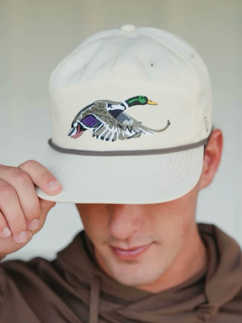 Duck Camp Grandpa Mallard Hat Embroidered Cream Baseball Cap hunting cottage lux